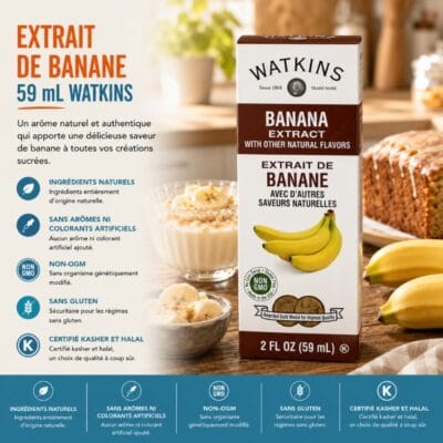 Extrait de banane Watkins 59 ml pour pâtisserie, desserts et recettes maison