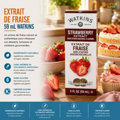 Extrait de fraise Watkins 59 ml pour pâtisserie, desserts et recettes maison