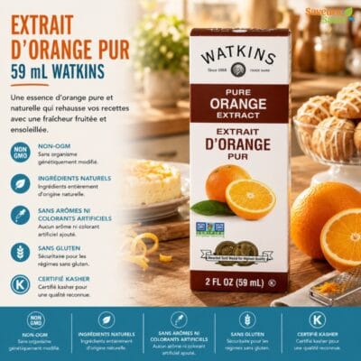 Extrait d’orange pur Watkins 59 ml pour pâtisserie, desserts et recettes maison