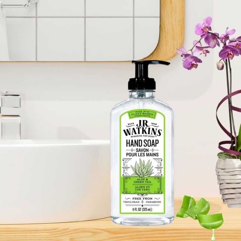 Savons liquides naturels pour les mains aloès et thé vert