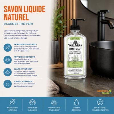 Savon liquide naturel pour les mains aloès et thé vert Watkins