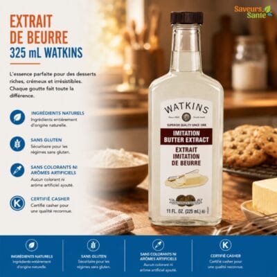 Extrait de beurre Watkins 325 ml pour pâtisserie, biscuits et desserts maison