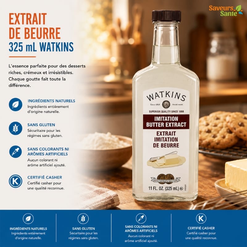 Extrait de beurre Watkins 325 ml pour pâtisserie, biscuits et desserts maison