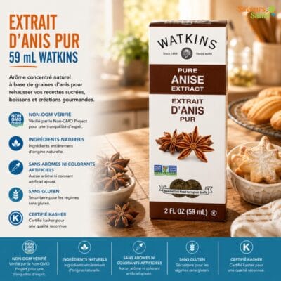 Extrait d’anis pur Watkins 59 ml pour pâtisserie, biscuits et recettes maison