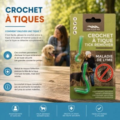 Crochet à tiques pour retirer les tiques facilement chez les chiens, chats et humains