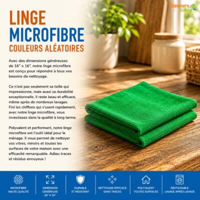 Linge microfibre couleurs aléatoires réutilisable pour le nettoyage