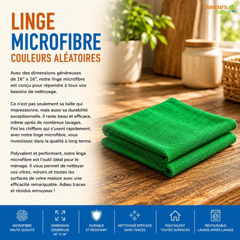 Linge microfibre couleurs aléatoires réutilisable pour le nettoyage