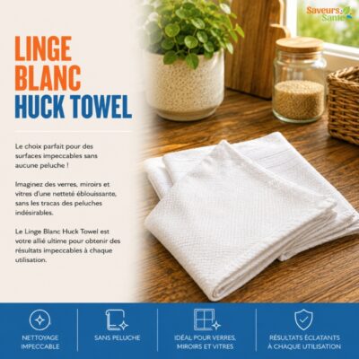 Linge blanc Huck Towel réutilisable pour le nettoyage et l'essuyage