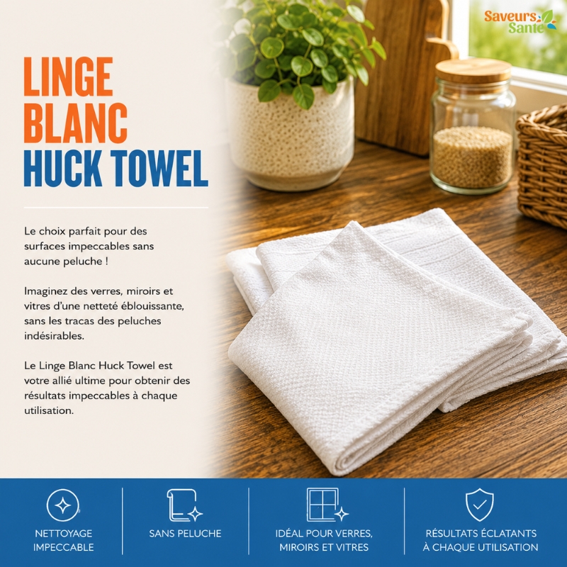 Linge blanc Huck Towel réutilisable pour le nettoyage et l'essuyage