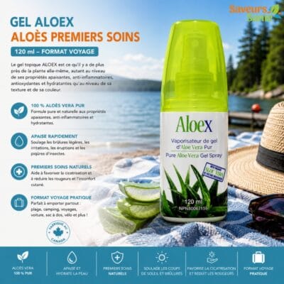 Gel Aloex premiers soins vaporisateur 120 ml à l’aloès pour apaiser et rafraîchir la peau