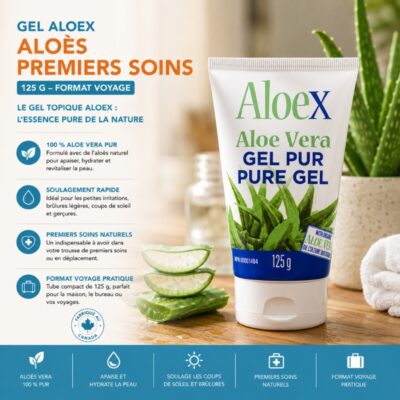 Gel Aloex premiers soins 125 g à l’aloès pour apaiser et hydrater la peau irritée