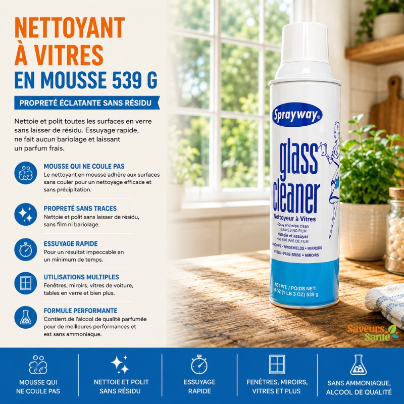 Nettoyant à vitres en mousse 539 g pour vitres et miroirs