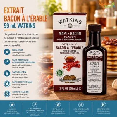 Extrait bacon à l’érable Watkins 59 ml pour recettes salées, marinades et cuisine maison