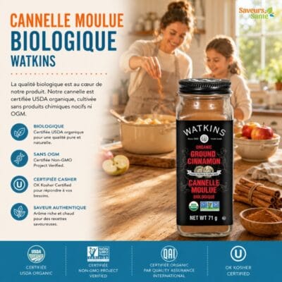 Cannelle moulue biologique Watkins 71 g pour pâtisserie, desserts et recettes maison