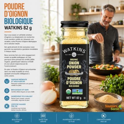 Poudre d’oignon biologique Watkins 82 g pour sauces, grillades et recettes maison