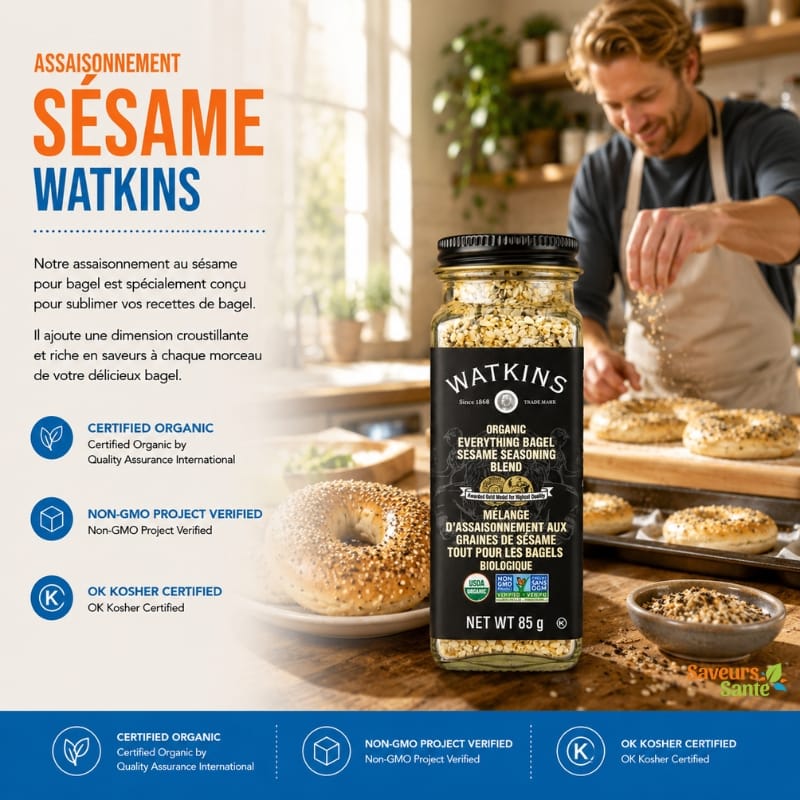 Assaisonnement sésame biologique Watkins 85 g pour sautés, grillades et recettes asiatiques
