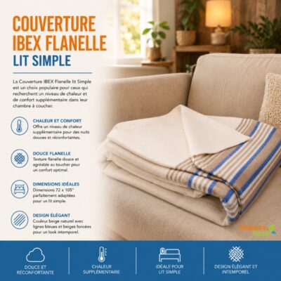 Couverture IBEX en flanelle pour lit simple douce et confortable