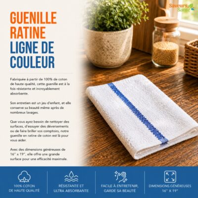 Guenille ratine ligne de couleur absorbante et réutilisable