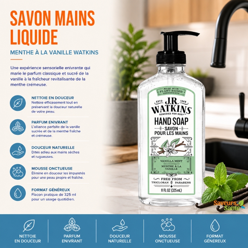 Savon liquide pour les mains Menthe à la vanille Watkins