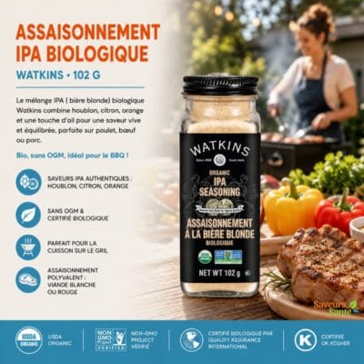 Assaisonnement IPA biologique Watkins 102 g pour grillades, burgers et recettes BBQ