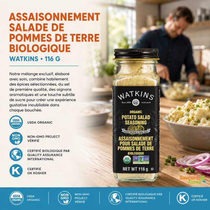 Assaisonnement salade de pommes de terre biologique Watkins 116 g pour salades, légumes et recettes maison