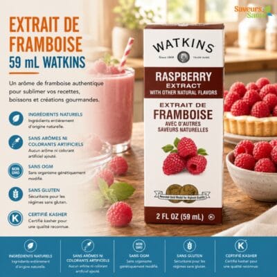 Extrait de framboise Watkins 59 ml pour pâtisserie, desserts et recettes maison