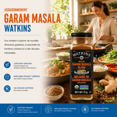 Assaisonnement Garam Masala biologique Watkins 75 g pour currys, riz et recettes indiennes