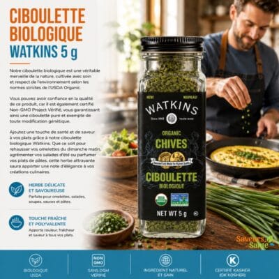 Ciboulette biologique Watkins 5 g pour pommes de terre, sauces, salades et recettes maison