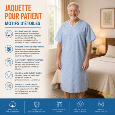 Jaquette pour patient à motifs d'étoiles confortable et pratique