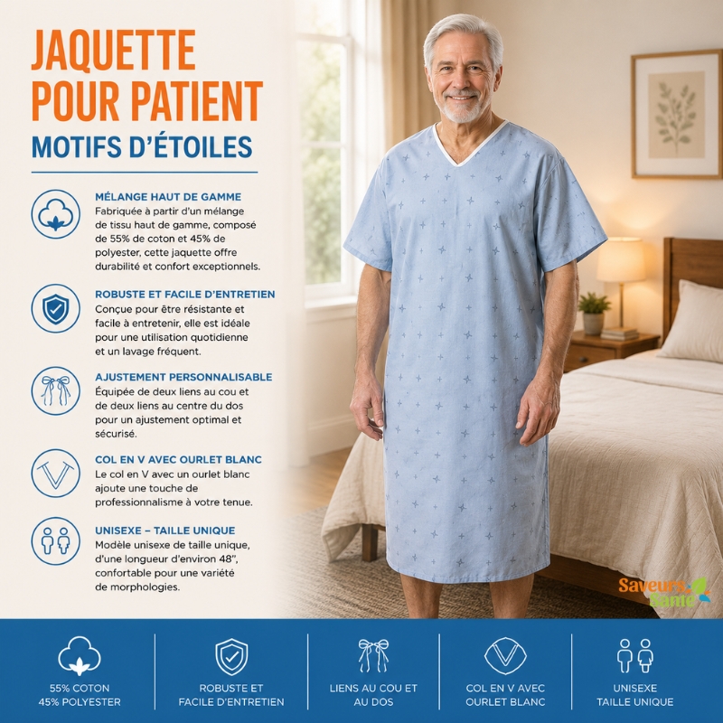 Jaquette pour patient à motifs d'étoiles confortable et pratique
