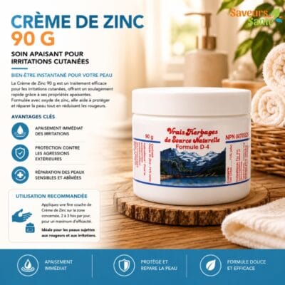 Crème de zinc 90 g pour aider à protéger et apaiser les irritations de la peau