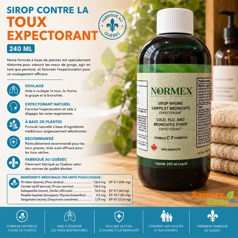 Sirop expectorant Normex 240 ml contre la toux et la congestion des bronches