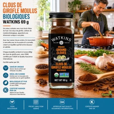 Clous de girofle moulus biologiques Watkins 69 g pour pâtisserie, marinades et recettes maison