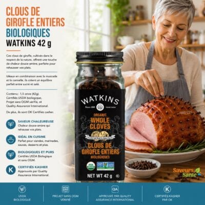 Clous de girofle entiers biologiques Watkins 42 g pour marinades, pâtisserie et recettes maison