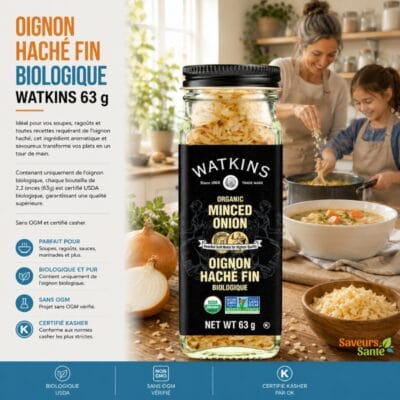 Oignon haché fin biologique Watkins 63 g pour sauces, grillades et recettes maison