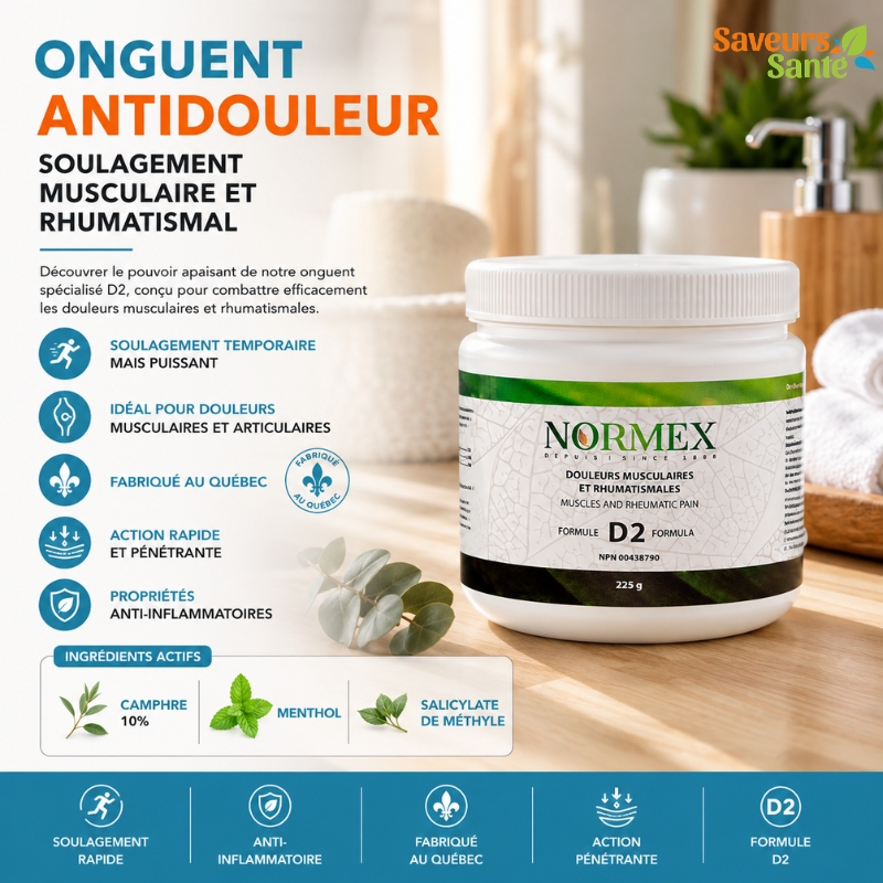Onguent antidouleur et rhumatismal Normex 225 g pour douleurs musculaires et articulaires