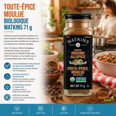 Toute-épice moulue biologique Watkins 71 g pour pâtisserie, marinades et recettes maison