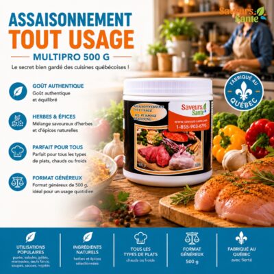 Assaisonnement tout usage multi-pro 500 g pour viandes, légumes, sauces et recettes maison