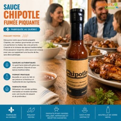 Sauce Chipotle fumée piquante 148 ml pour tacos, burgers, grillades et recettes épicées