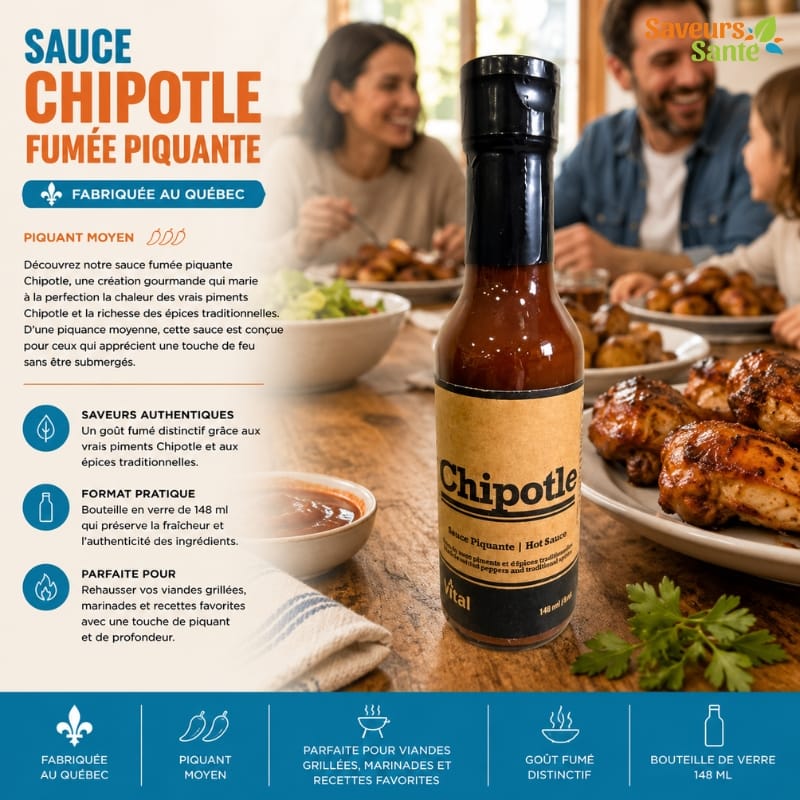 Sauce Chipotle fumée piquante 148 ml pour tacos, burgers, grillades et recettes épicées