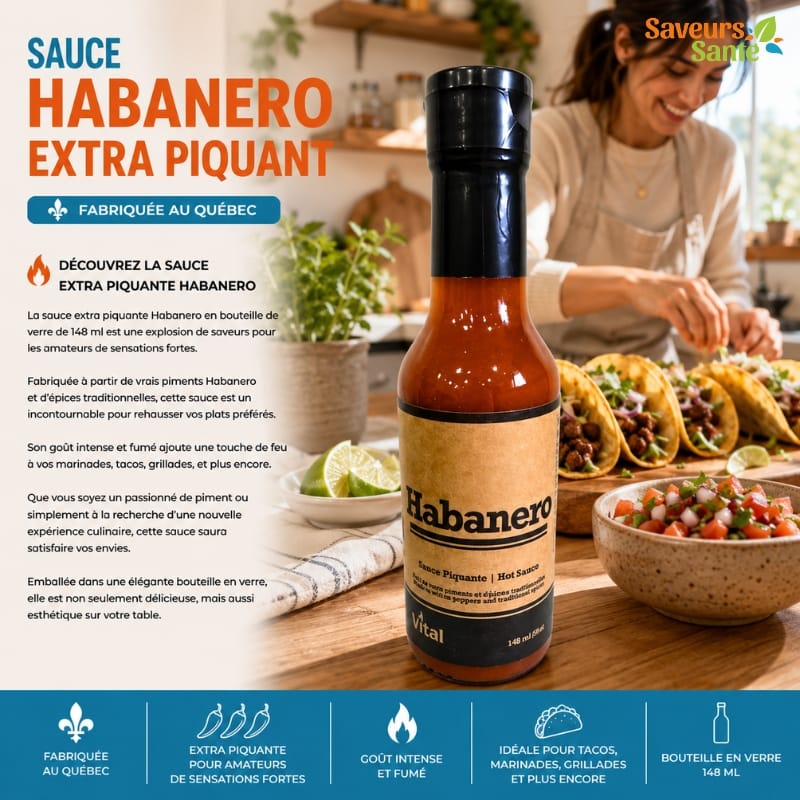 Sauce Habanero extra piquante 148 ml pour tacos, ailes de poulet, grillades et recettes épicées