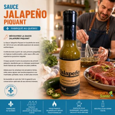 Sauce Jalapeño piquante 148 ml pour tacos, burgers, grillades et recettes relevées