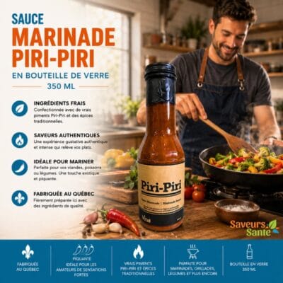 Sauce marinade Piri-Piri 350 ml pour poulet, grillades, légumes et recettes épicées