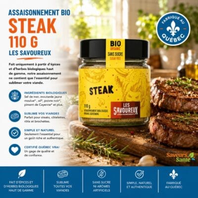Assaisonnement bio steak Les Savoureux 110 g pour steaks, grillades et recettes BBQ