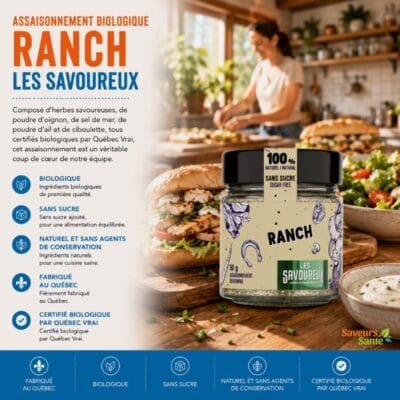 Assaisonnement biologique ranch Les Savoureux 50 g pour trempettes, salades et recettes maison