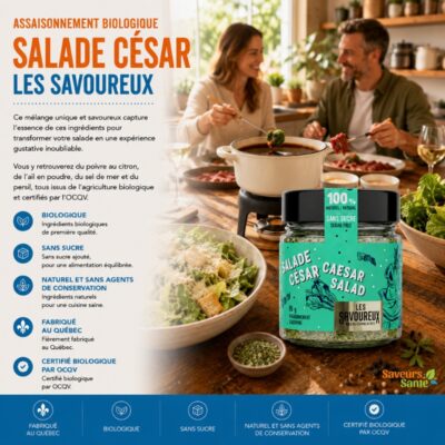 Assaisonnement biologique salade césar Les Savoureux 100 g pour salades, trempettes et recettes maison