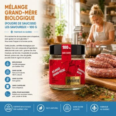 Mélange Grand-mère biologique Les Savoureux 100 g pour saucisses maison, boulettes et recettes traditionnelles