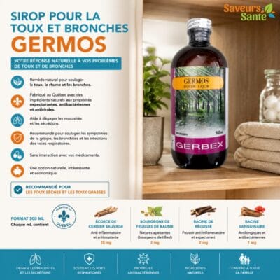 Sirop Germos pour la toux et les bronches 500 ml avec ingrédients naturels pour voies respiratoires