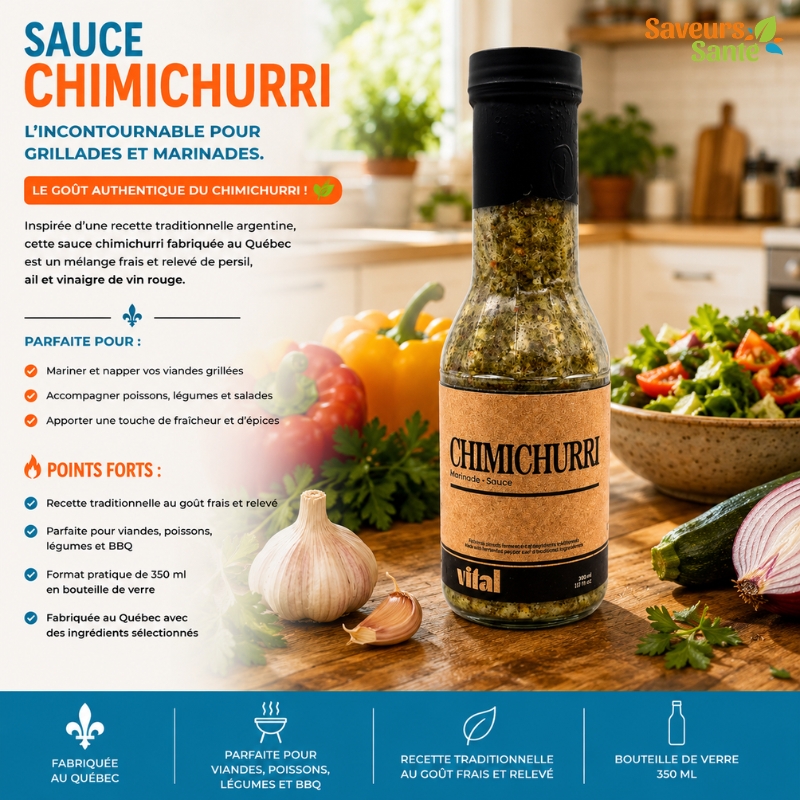Sauce Chimichurri 350 ml pour grillades, steaks, légumes et marinades maison