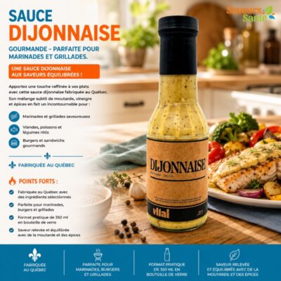 Sauce dijonnaise gourmande 350 ml pour marinades, grillades, burgers et légumes rôtis